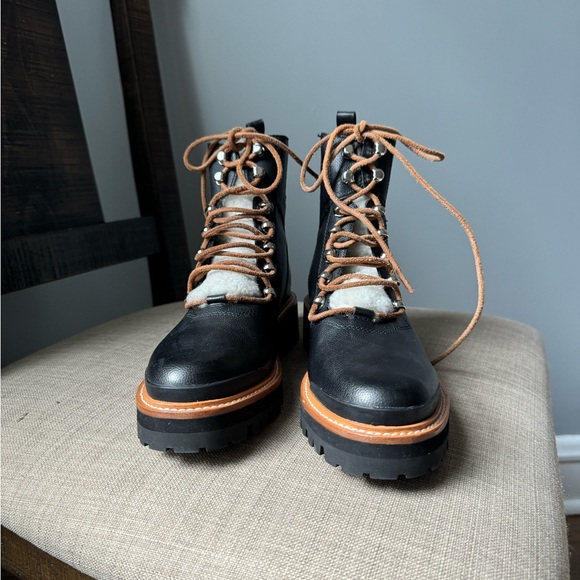 Marc Fisher Boots: Izzie Genuine Shearling Lug Sole Boot 8.5 - Picture 2 of 5